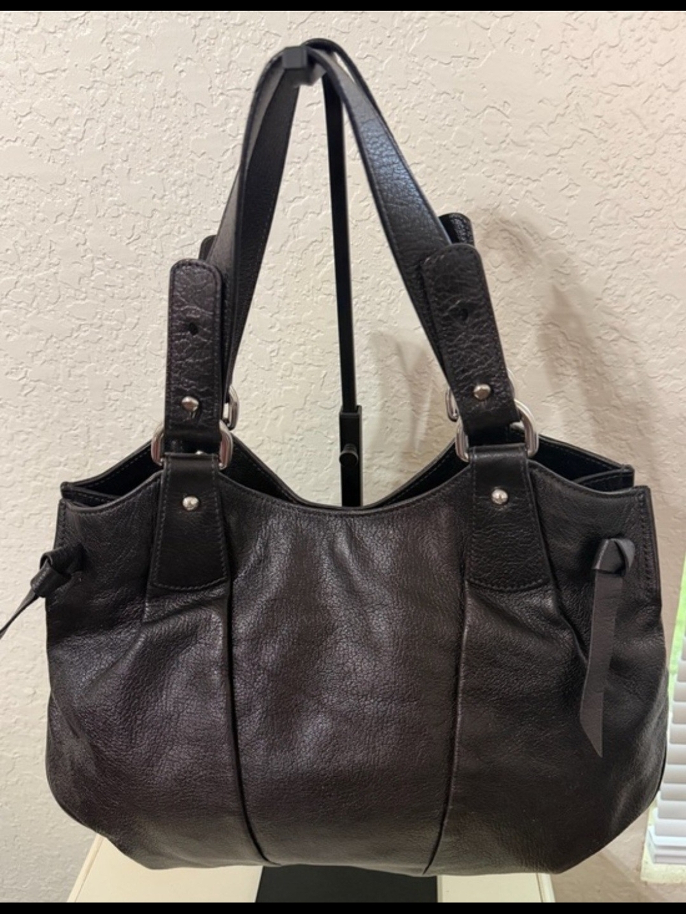 Classic Black Furla Leather Top Handle / Shoulder Bag
